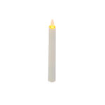 De LED dinerkaars 197mm LOS is een witte kaars op batterijen met een kleine gele vlamvormige LED aan de bovenkant, weergegeven op een effen witte achtergrond.