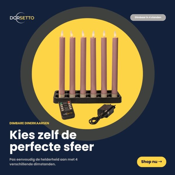 Set van 6 roze LED dinerkaarsen (250 mm) op zwarte basis, oplaadbaar en dimbaar voor de perfecte sfeer. Inclusief afstandsbediening en adapter.