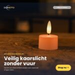 Een set van 12 oplaadbare waxinelichtjes in roze met afstandsbediening (tot 400 uur merkduur) geeft veilig kaarslicht zonder vuur. Klik op "Shop nu" om deze sfeervolle LED-kaarsen te ontdekken.